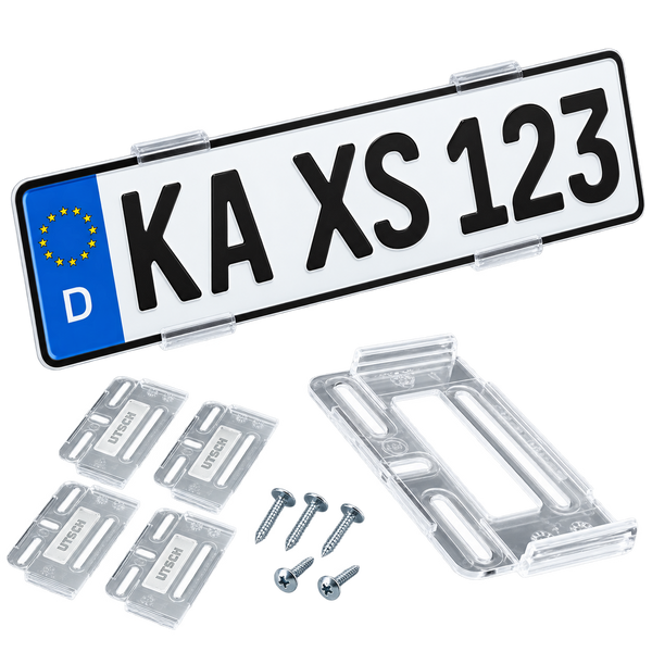 Rahmenloser Kennzeichenhalter SimpleFix Transparent - für 2 Kennzeichen - inkl. Schrauben